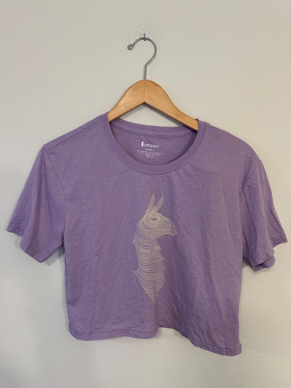 Cotopaxi Purple Llama Organic Cotton Crop T Shirt Women's M